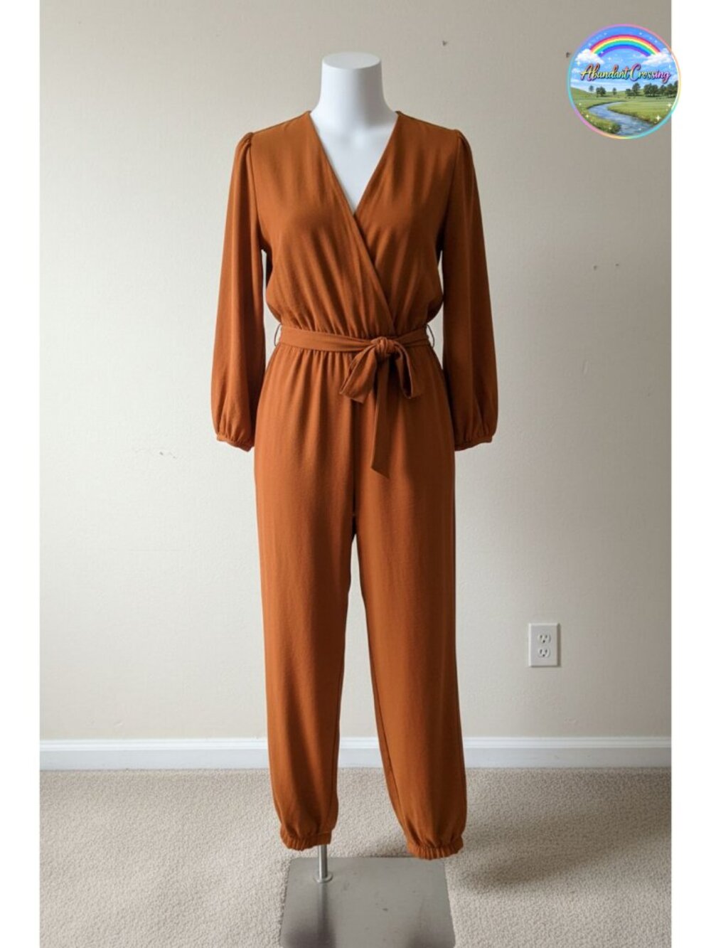 PRETTYGARDEN Women's Long Sleeve V-Neck Jumpsuit Belted Casual Fall Outfit